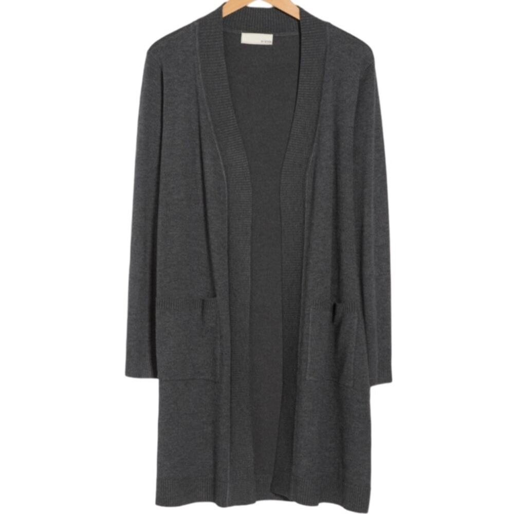 By Design Long Tunic Length Cardigan - Charcoal Gray Size L
